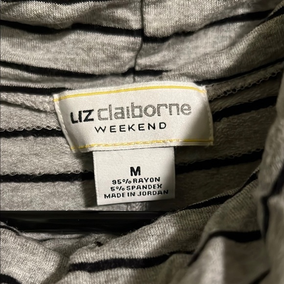 Liz Claiborne Striped Gray Turtleneck Top - Picture 2 of 3